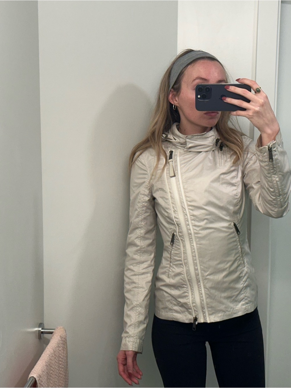 Mackage Cream Asymmetrical Zip Utility Jacket